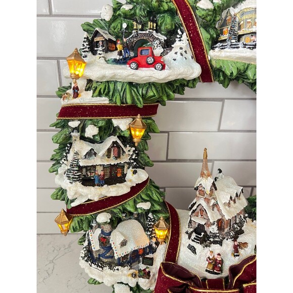 Thomas Kinkade Illuminated "Christmas Village" Wreath - Picture 3 of 12